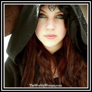 woman black cloak pensive power